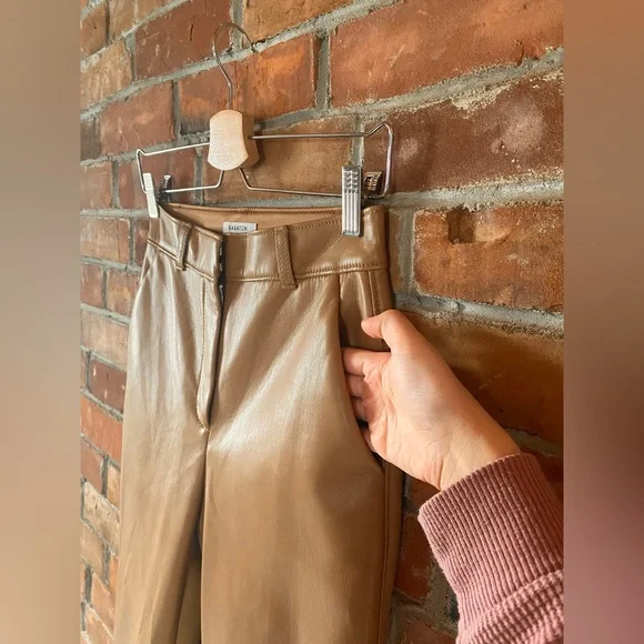 ARITZIA BABATON command pant vegan leather brown size 2 full length - Picture 5 of 8